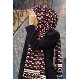 LÜKS MEDİNE İPEĞİ KARE DESENLİ KIRMIZI RENKLİ 75X195 KIRIŞMAZ ŞAL MOSS KREP DİKİŞ TİPİ İTALYAN DİKİŞLİ
