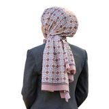 LÜKS MEDİNE İPEĞİ KARE DESENLİ SÜTLÜ KAHVE RENKLİ 75X195 KIRIŞMAZ ŞAL MOSS KREP DİKİŞ TİPİ İTALYAN DİKİŞLİ