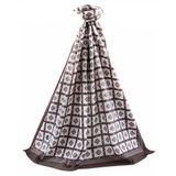 LÜKS MEDİNE İPEĞİ KARE DESENLİ VİZON RENKLİ 75X195 KIRIŞMAZ ŞAL MOSS KREP DİKİŞ TİPİ İTALYAN DİKİŞLİ