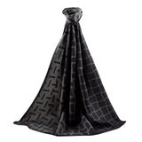 LÜKS MEDİNE İPEĞİ KARELİ DESENLİ FÜME RENKLİ 75X195 KIRIŞMAZ ŞAL MOSS KREP DİKİŞ TİPİ İTALYAN DİKİŞLİ