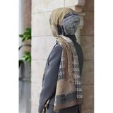 LÜKS MEDİNE İPEĞİ KAZAYAĞI DESENLİ BEJ RENKLİ 75X195 KIRIŞMAZ ŞAL MOSS KREP DİKİŞ TİPİ İTALYAN DİKİŞLİ