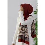 LÜKS MEDİNE İPEĞİ KENAR MOTİFİ ÇİÇEK DESENLİ BORDO RENKLİ 75X195 KIRIŞMAZ ŞAL MOSS KREP DİKİŞ TİPİ İTALYAN DİKİŞLİ