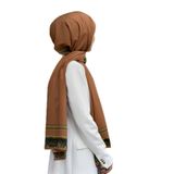LÜKS MEDİNE İPEĞİ LEOPAR BORDÜR DESENLİ BAKIR RENKLİ 75X195 KIRIŞMAZ ŞAL MOSS KREP DİKİŞ TİPİ İTALYAN DİKİŞLİ