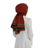 LÜKS MEDİNE İPEĞİ LEOPAR BORDÜR DESENLİ BORDO RENKLİ 75X195 KIRIŞMAZ ŞAL MOSS KREP DİKİŞ TİPİ İTALYAN DİKİŞLİ