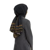 LÜKS MEDİNE İPEĞİ LEOPAR BORDÜR DESENLİ FÜME RENKLİ 75X195 KIRIŞMAZ ŞAL MOSS KREP DİKİŞ TİPİ İTALYAN DİKİŞLİ