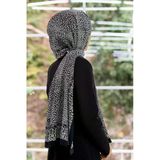 LÜKS MEDİNE İPEĞİ LEOPAR DESENLİ FÜME RENKLİ 75X195 KIRIŞMAZ ŞAL MOSS KREP DİKİŞ TİPİ İTALYAN DİKİŞLİ