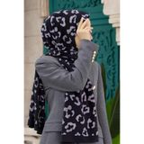 LÜKS MEDİNE İPEĞİ LEOPAR DESENLİ GRİ RENKLİ 75X195 KIRIŞMAZ ŞAL MOSS KREP DİKİŞ TİPİ İTALYAN DİKİŞLİ