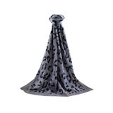 LÜKS MEDİNE İPEĞİ LEOPAR DESENLİ GÜMÜŞ RENKLİ 75X195 KIRIŞMAZ ŞAL MOSS KREP DİKİŞ TİPİ İTALYAN DİKİŞLİ