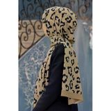 LÜKS MEDİNE İPEĞİ LEOPAR DESENLİ HARDAL RENKLİ 75X195 KIRIŞMAZ ŞAL MOSS KREP DİKİŞ TİPİ İTALYAN DİKİŞLİ