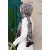 LÜKS MEDİNE İPEĞİ LEOPAR DESENLİ KAHVERENGİ RENKLİ 75X195 KIRIŞMAZ ŞAL MOSS KREP DİKİŞ TİPİ İTALYAN DİKİŞLİ
