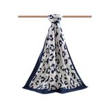 Lüks Medine İpeği Leopar Desenli Krem - Laci Renkli 75X195 Kırışmaz Şal Moss Krep Dikiş Tipi İtalyan Dikişli