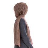LÜKS MEDİNE İPEĞİ MONOGRAM DESENLİ BAKIR RENKLİ 75X195 KIRIŞMAZ ŞAL MOSS KREP DİKİŞ TİPİ İTALYAN DİKİŞLİ