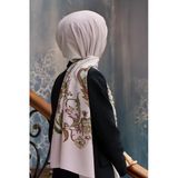 LÜKS MEDİNE İPEĞİ NAKIŞ ÇİÇEK DESENLİ BEJ RENKLİ 75X195 KIRIŞMAZ ŞAL MOSS KREP DİKİŞ TİPİ İTALYAN DİKİŞLİ