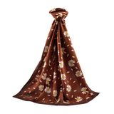 LÜKS MEDİNE İPEĞİ PAPATYA DESENLİ BORDO RENKLİ 75X195 KIRIŞMAZ ŞAL MOSS KREP DİKİŞ TİPİ İTALYAN DİKİŞLİ