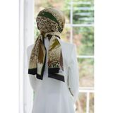 LÜKS MEDİNE İPEĞİ RENKLİ FIRÇA VE LEOPAR DESENLİ TABA RENKLİ 75X195 KIRIŞMAZ ŞAL MOSS KREP DİKİŞ TİPİ İTALYAN DİKİŞLİ