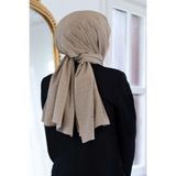 LÜKS MEDİNE İPEĞİ V DESENLİ VİZON RENKLİ 75X195 KIRIŞMAZ ŞAL MOSS KREP DİKİŞ TİPİ İTALYAN DİKİŞLİ