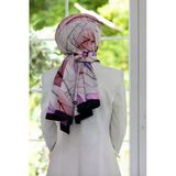 LÜKS MEDİNE İPEĞİ YAPRAK DESENLİ MOR RENKLİ 75X195 KIRIŞMAZ ŞAL MOSS KREP DİKİŞ TİPİ İTALYAN DİKİŞLİ