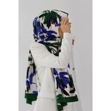 LÜKS MEDİNE İPEĞİ YAPRAK DESENLİ ZÜMRÜT YEŞİLİ RENKLİ 75X195 KIRIŞMAZ ŞAL MOSS KREP DİKİŞ TİPİ İTALYAN DİKİŞLİ