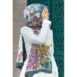 LÜKS MEDİNE İPEĞİ YONCA DESENLİ MİNT YEŞİLİ RENKLİ 75X195 KIRIŞMAZ ŞAL MOSS KREP DİKİŞ TİPİ İTALYAN DİKİŞLİ
