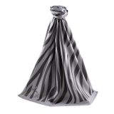 LÜKS MEDİNE İPEĞİ ZEBRA DESENLİ GRİ RENKLİ 75X195 KIRIŞMAZ ŞAL MOSS KREP DİKİŞ TİPİ İTALYAN DİKİŞLİ