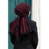 LÜKS MEDİNE İPEĞİ ZEBRA DESENLİ SİYAH - KIRMIZI RENKLİ 75X195 KIRIŞMAZ ŞAL MOSS KREP DİKİŞ TİPİ İTALYAN DİKİŞLİ