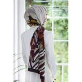 LÜKS MEDİNE İPEĞİ ZEBRA VE ÇİÇEK DESENLİ BORDO RENKLİ 75X195 KIRIŞMAZ ŞAL MOSS KREP DİKİŞ TİPİ İTALYAN DİKİŞLİ