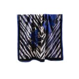 LÜKS MEDİNE İPEĞİ ZEBRA VE ÇİÇEK DESENLİ SAKS RENKLİ 75X195 KIRIŞMAZ ŞAL MOSS KREP DİKİŞ TİPİ İTALYAN DİKİŞLİ