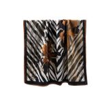 LÜKS MEDİNE İPEĞİ ZEBRA VE ÇİÇEK DESENLİ TABA RENKLİ 75X195 KIRIŞMAZ ŞAL MOSS KREP DİKİŞ TİPİ İTALYAN DİKİŞLİ