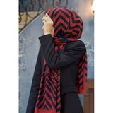 LÜKS MEDİNE İPEĞİ ZİGZAG DESENLİ BORDO RENKLİ 75X195 KIRIŞMAZ ŞAL MOSS KREP DİKİŞ TİPİ İTALYAN DİKİŞLİ
