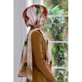 Lüks Medine Sulu Boya Çiçek Desenli Bordo Renkli 75X195 Kırışmaz Şal Moss Krep Dikiş Tipi İtalyan Dikişli