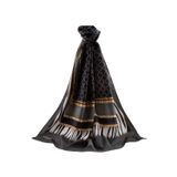 LÜKS MEDİNE ZEBRALI BAKLAVA DESENLİ GRİ RENKLİ 75X195 KIRIŞMAZ ŞAL MOSS KREP DİKİŞ TİPİ İTALYAN DİKİŞLİ