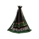 LÜKS MEDİNE ZEBRALI BAKLAVA DESENLİ ZÜMRÜT YEŞİLİ RENKLİ 75X195 KIRIŞMAZ ŞAL MOSS KREP DİKİŞ TİPİ İTALYAN DİKİŞLİ