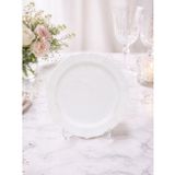 Lüks Mika Tabak Vintage Desenli Plastik Parti Tabağı Beyaz 22 cm 6'lı