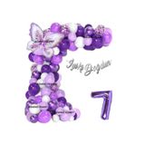 Lüks Mor Kelebek Folyolu Gümüş Rakam Yaş Balon Zincir Set, 7 325235542345325