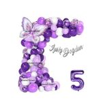 Lüks Mor Kelebek Folyolu Yaş Balon Zincir Set, 5