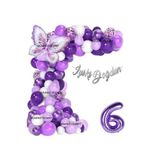 Lüks Mor Kelebek Folyolu Yaş Balon Zincir Set, 6