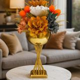 Lüks Olimpiyat- Latex Aranjman - Metal Gold Saksı - 60 x 45 cm - Çok Renkli