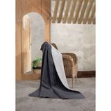 Lüks Peluş Battaniye Tek Kişilik Koyugri-açıkgri 160x220 Cm
