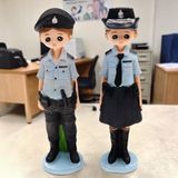 Lüks Polyester Polis Biblo 2’Li Set 20 Cm Dekoratif Reçine Heykel Karakol Ve Polis Hediyesi