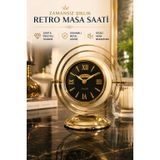 Lüks Retro Masa Saati – Gold Detaylı Ofisi Dekorasyonu