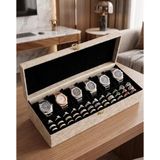 Lüks Saat ve Yüzük Saklama Kutusu 6’lı Bölmeli Premium Organizer