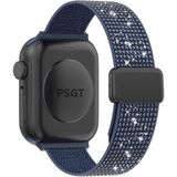 Lüks Sparkle Elmas Manyetik Kayış Apple Watch 1/2/3/4/5/6/se/7/8/9 42-44-45-49MM -S10(46MM) Kumaş Taşlı - Lacivert