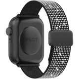 Lüks Sparkle Elmas Manyetik Kayış Apple Watch 1/2/3/4/5/6/se/7/8/9 42-44-45-49MM -S10(46MM) Kumaş Taşlı - Siyah