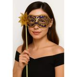Lüks Taşlı Saplı Maskeli Balo Maskesi Mor Renk 35 Cm P79523s1548