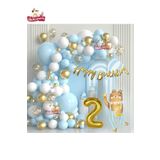 Lüks Teddy Ayi Folyolu Gold 2 Yaş Folyo Balonlu Doğum Günü Parti Seti Süsü