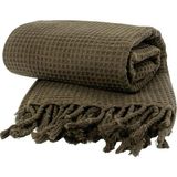 Lüks Waffle Plaj Havlusu Peştemal, 100% Pamuk Yumuşak Süper Emici Ince Hafif Kompakt Waffle Dok - 0,6 x 19 x 29 cm