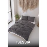 Lüks Wellsoft Çift Taraflı Yumuşak 4 Mevsim Yorgan Seti Yorgan Uyku Seti Çeyiz 195 X 215cm Antrasit