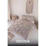 Lüks Wellsoft Çift Taraflı Yumuşak 4 Mevsim Yorgan Seti Yorgan Uyku Seti Çeyiz 195 X 215cm Bej