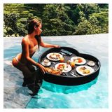 Lüks Yüzer Servis Tepsisi Havuz Tepsisi Masası, Aşk Kalp Şekilli Deluxe Yüzer Tepsi, Yüzen Havuz Tepsisi, Su Üzerinde Şık Kahvaltı Tepsisi, Havuz için Yüzen Bar, Kahverengi