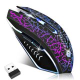 LuLabboard Kablosuz Oyun Faresi, Şarj Edilebilir Kablosuz Bilgisayar Faresi, 7 Renkli LED Işık, Ergonomik Fare, 6 Sessiz Tıklama Düğmesi, Dizüstü Bilgisayar, PC, Mac, Siyah için 3 Ayarlanabilir 2400